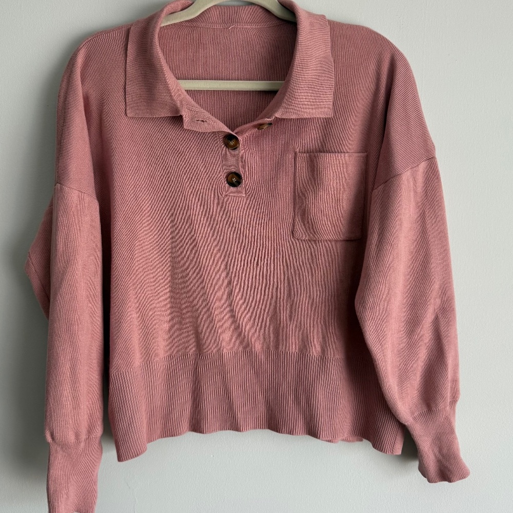 Pink Collared Sweater